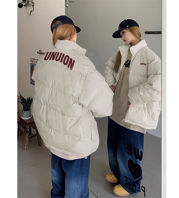 Hand-stuffed cotton padded jacket winter new loose thickened cotton coat printed coat for women