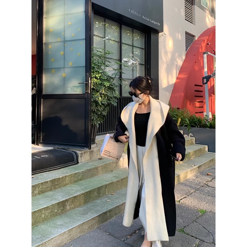 張公子STUDIO/假兩件慵懶風寬鬆長款毛衣外套女加厚秋季針織開