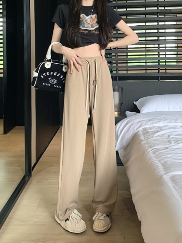 Smiling Corduroy Chenille Wide Leg Casual Pants Girls Spring and Autumn New Style Loose High Waist Slimming Straight