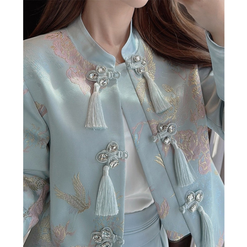 Quality Inspection Official Picture New Chinese Style National Style Jacket Women's Autumn New Style Exquisite Embroidery Design Stand Collar Suit Long Sleeve Top