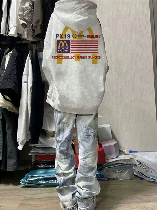 美式復古秋冬新款小眾設計純棉薄款連帽衛衣男情侶加絨加厚衛衣女