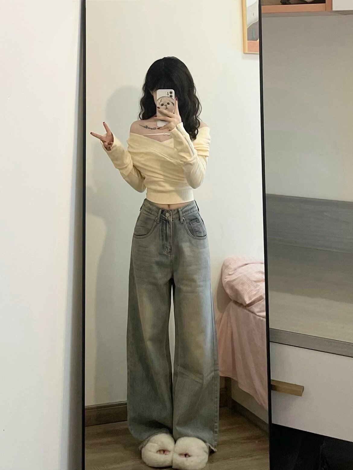 原版做工輔料 純棉拉架加彈性辣妹交叉v領長袖T恤女設計感上衣