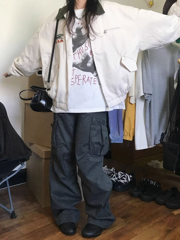 2024 Spring and Autumn New American Retro Work Jacket Women's Oversize Baseball Uniform