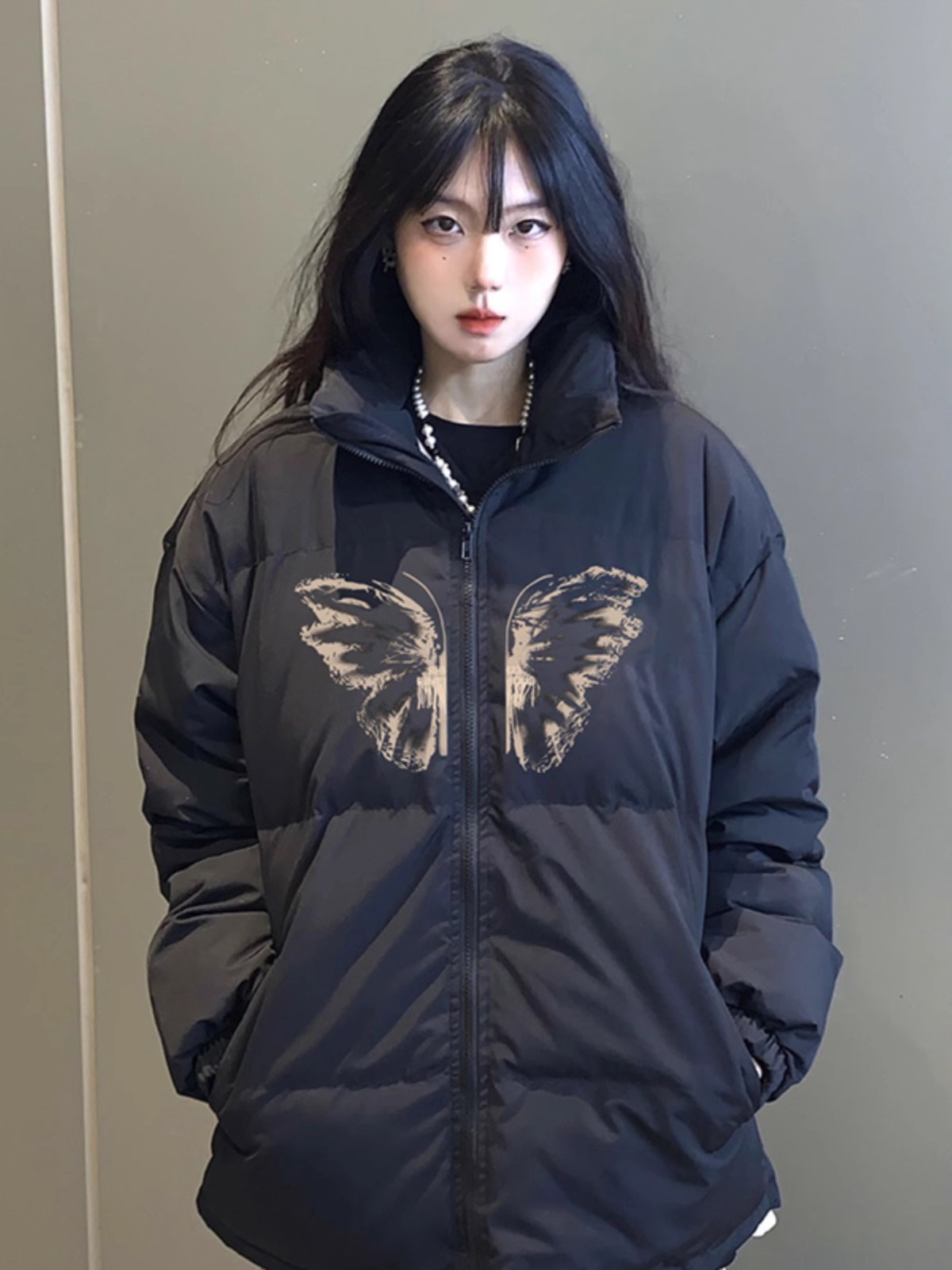 Hand-stuffed cotton padded jacket winter new loose thickened cotton coat printed coat for women