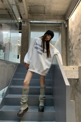 Real shot!  Sweatshirts for women 2023 new Korean style loose mid-length trendy ins lazy style tops