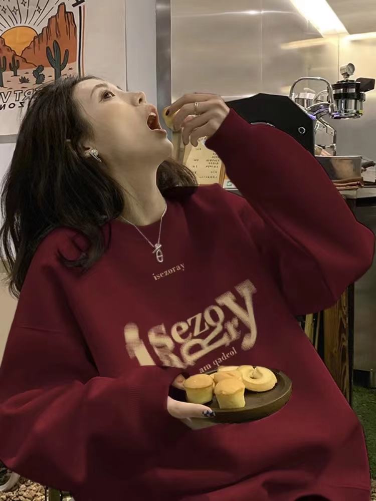 薄款華棉牛奶絲 加絨華棉銀狐絨 圓領印花衛衣女情侶質量