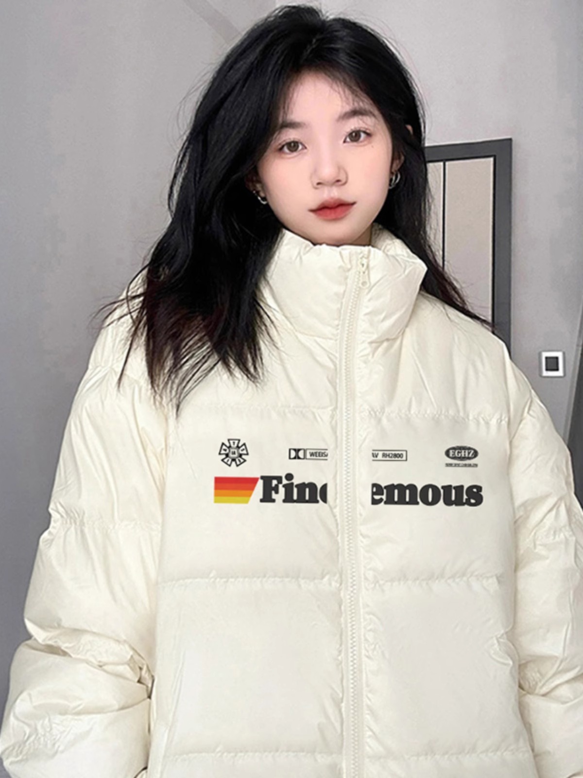 Hand-stuffed cotton padded jacket winter new loose thickened cotton coat printed coat for women