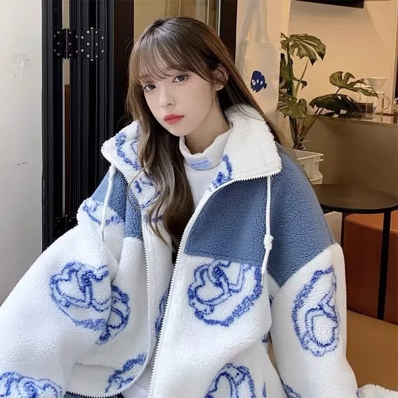 Jacket for women 2023 new autumn and winter lamb wool trendy brand winter clothing lamb wool winter handsome cotton coat cotton coat