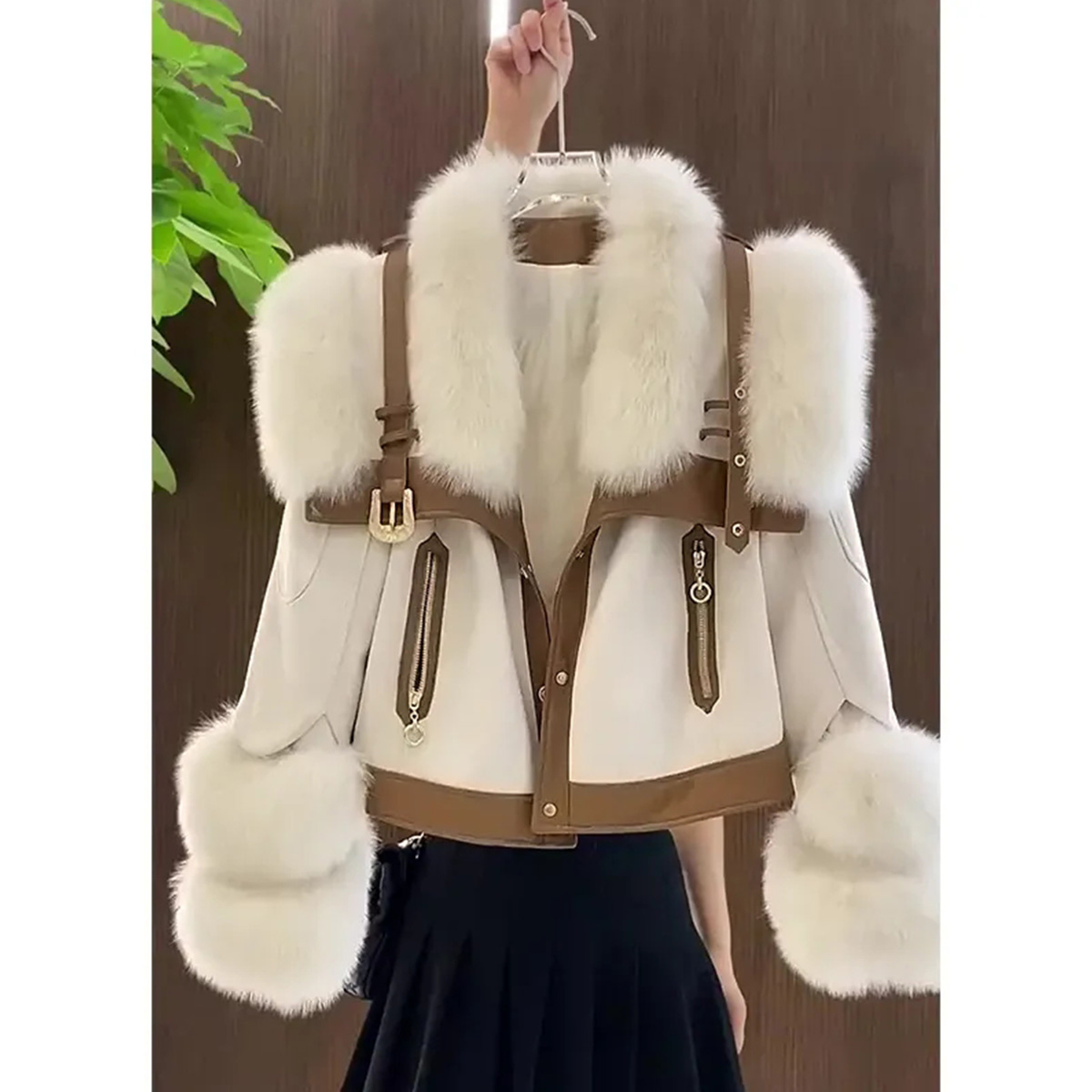 Quality inspection official picture design stitching imitation fox fur coat for women 2023 autumn and winter new casual versatile fur coat