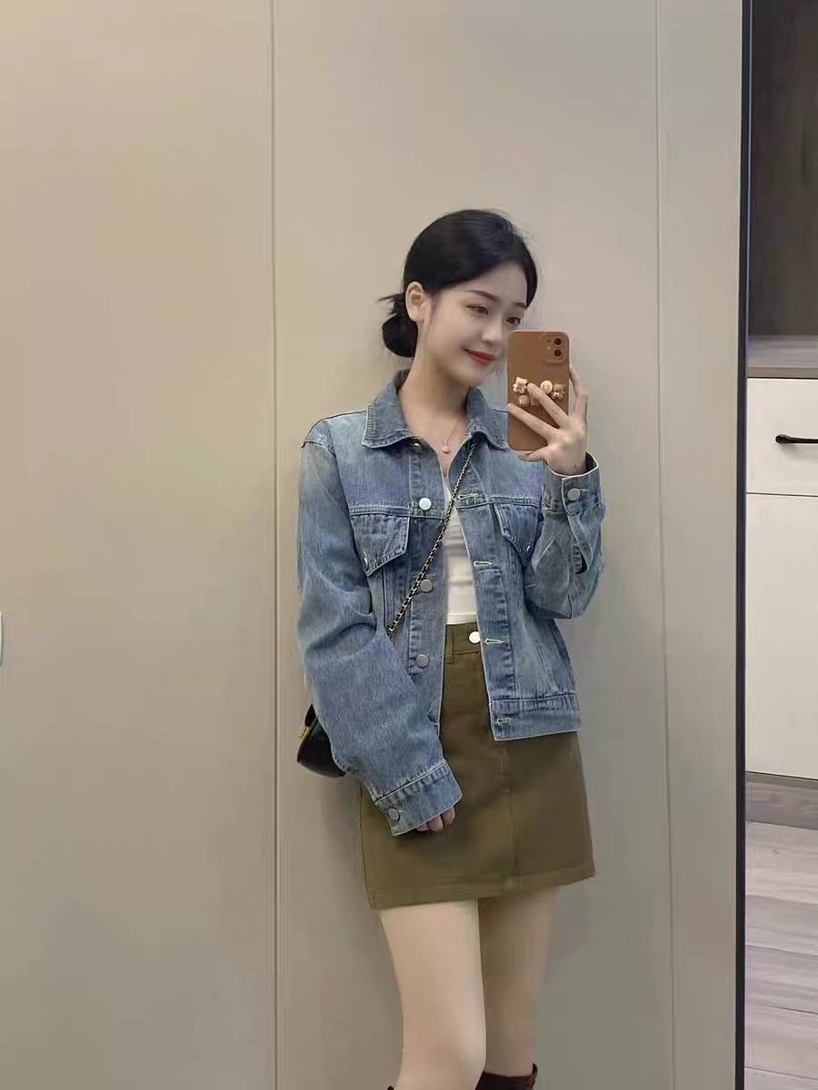 美式復古牛仔外套女2023年春秋新款設計感時尚休閒寬鬆長袖上衣潮
