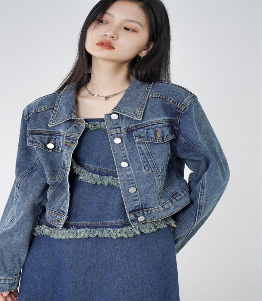 EIGHTHMONTH八月 牛仔短款外套女秋季2023新款美式小眾寬鬆外衣