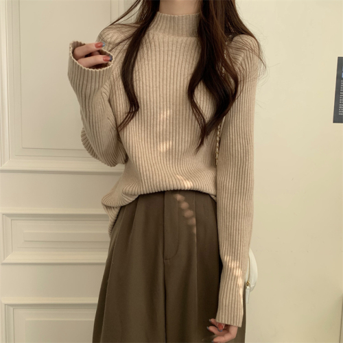 Actual shot of the new version of Korean style lazy style loose long knitted sweater