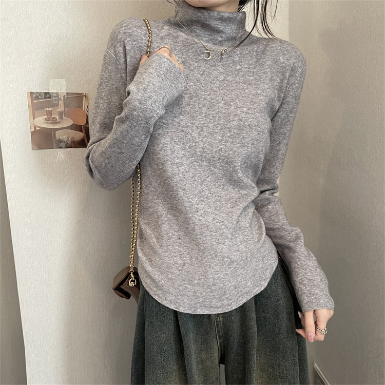 實拍簡約純色半高領軟糯針織衫女裝冬季加厚打底衫上衣