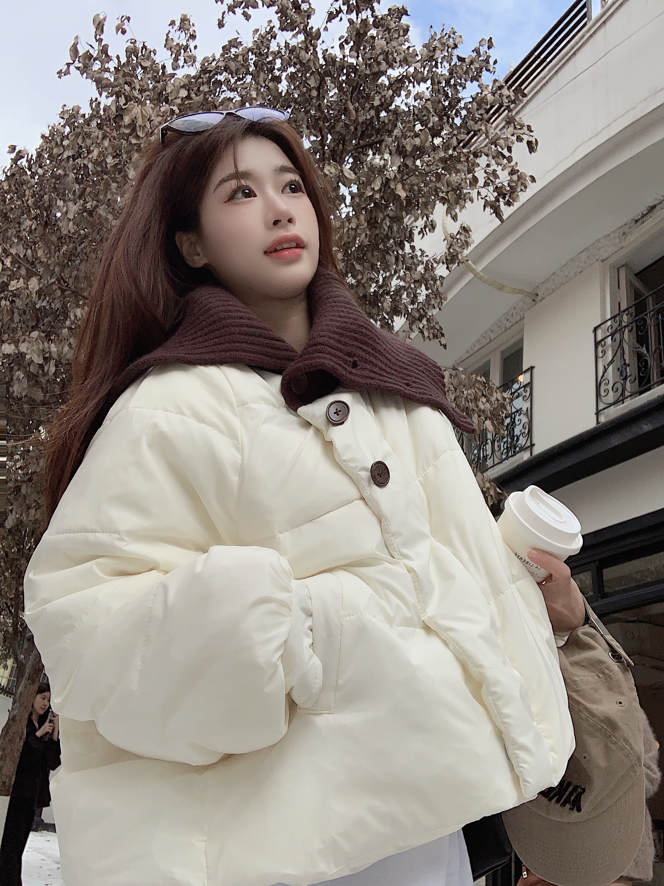 New Korean style loose design small thickened knitted lapel short cotton jacket for women, real shot