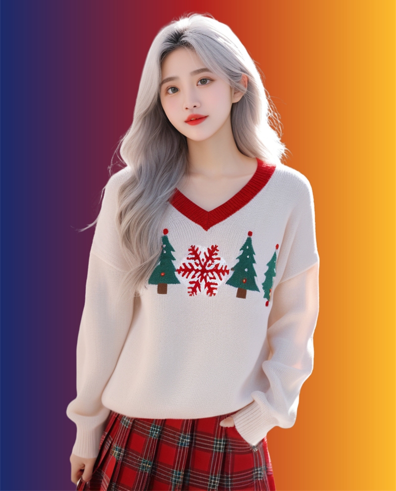 2024 real shot ~ plus size women's clothing for fat MM Spring, Autumn and Winter Korea Dongdaemun GLYP New Year Red Christmas Sweet Sweater