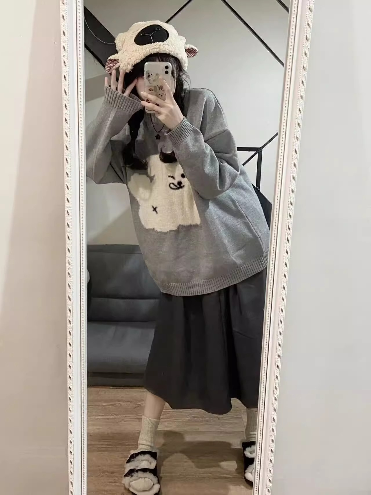 北極絨可愛狗狗針織衫上衣內搭毛衣上衣女
