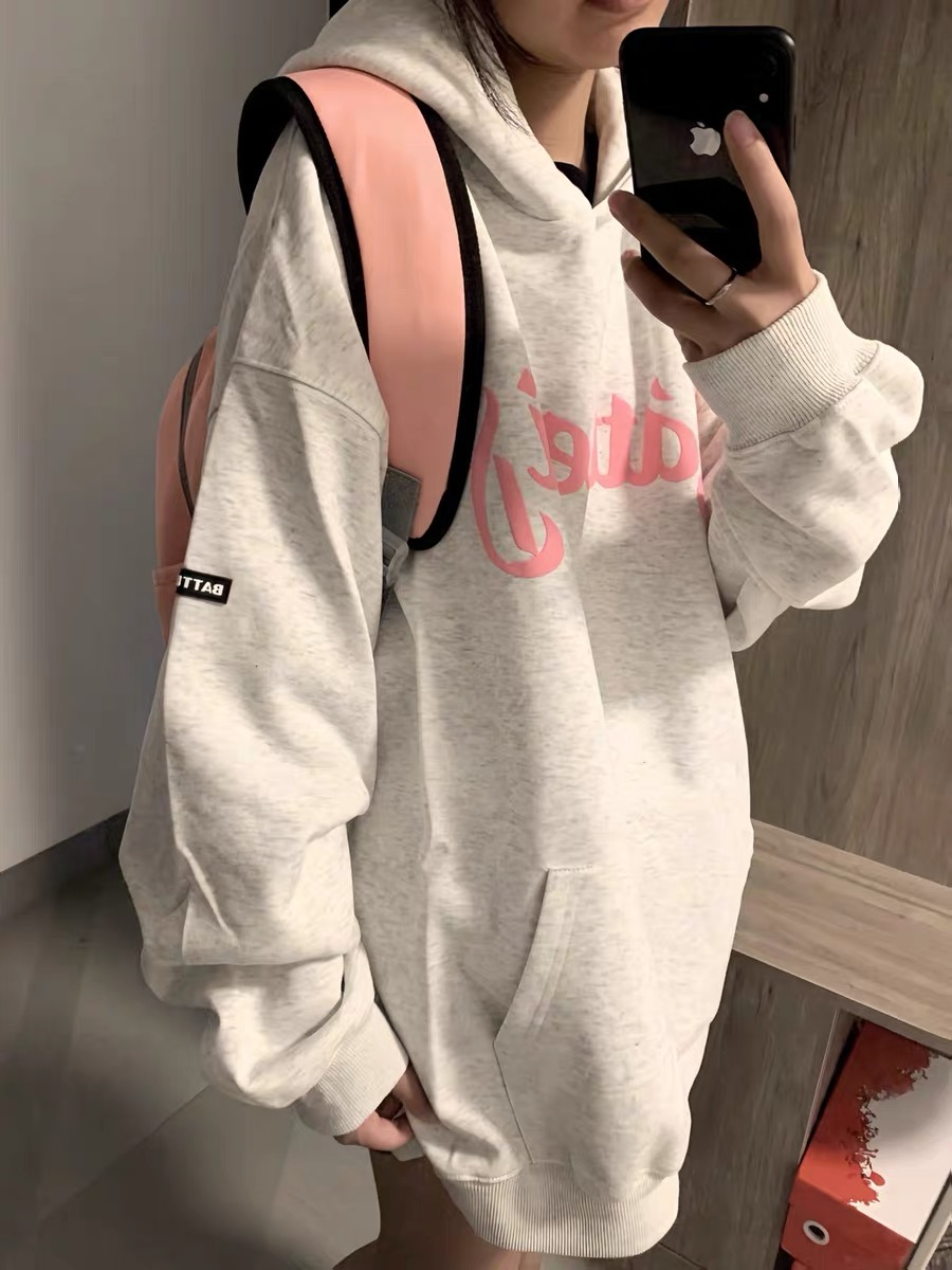 發泡印花有膠標CVC華棉復銀狐絨衛衣女