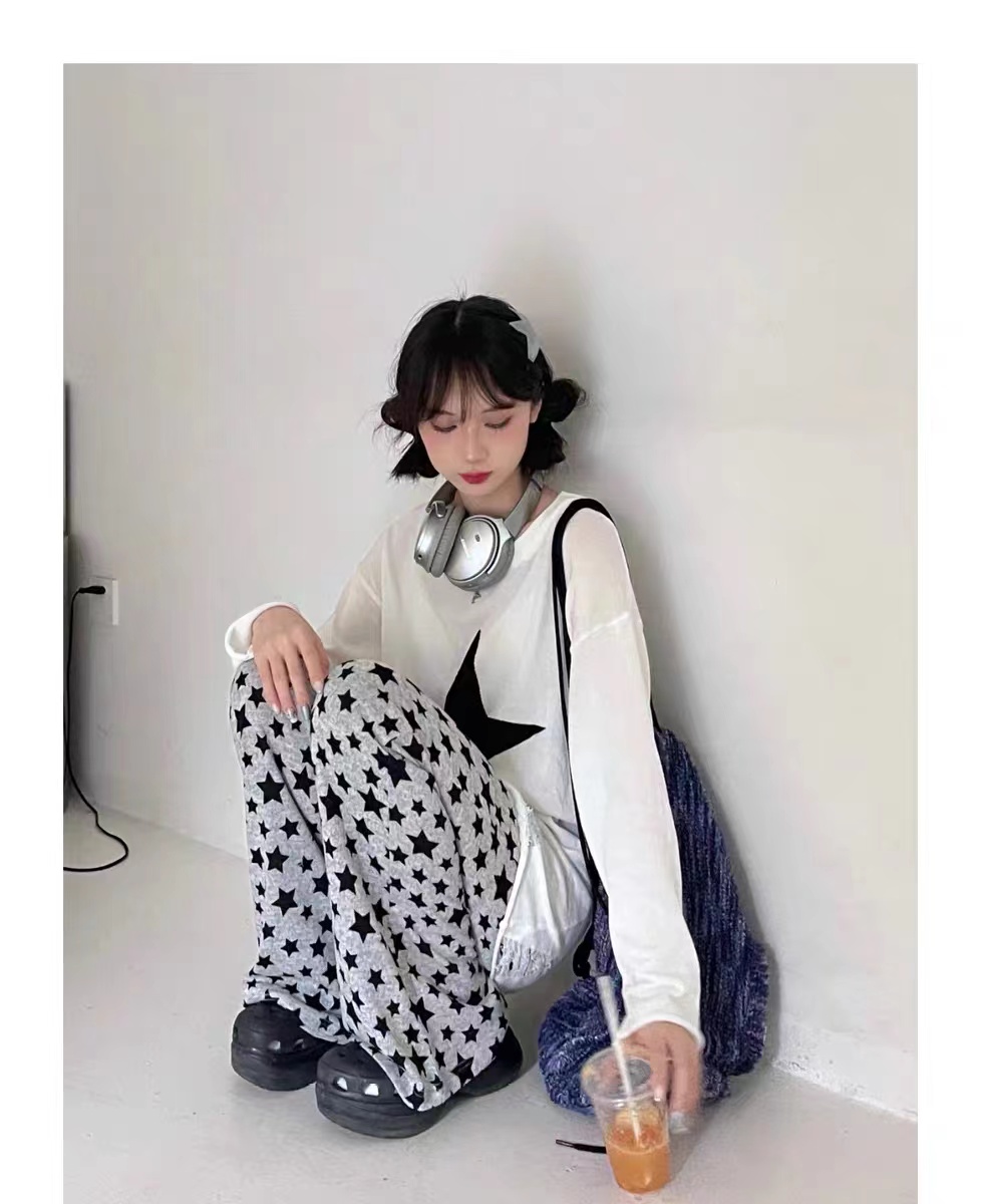 原版提花380克官方美式復古小星星休閒褲直筒小個子微喇叭