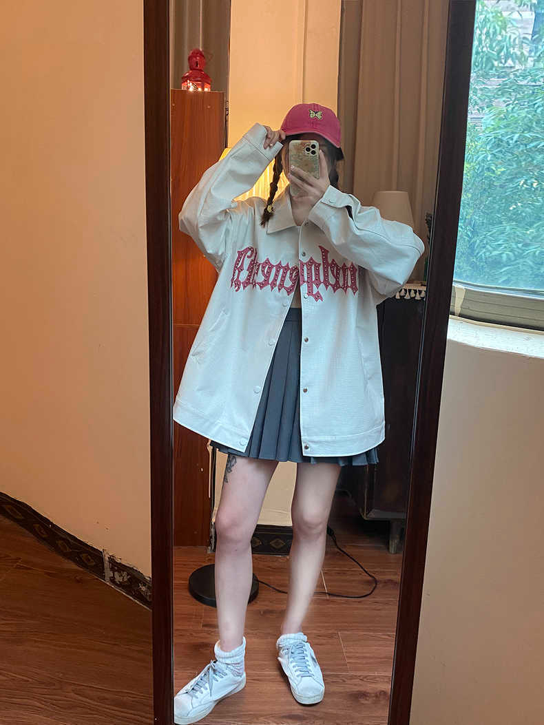 2023 Autumn New American Retro PU Leather Baseball Jacket Women's Loose Ins Trendy Street Style Jacket Coat Women
