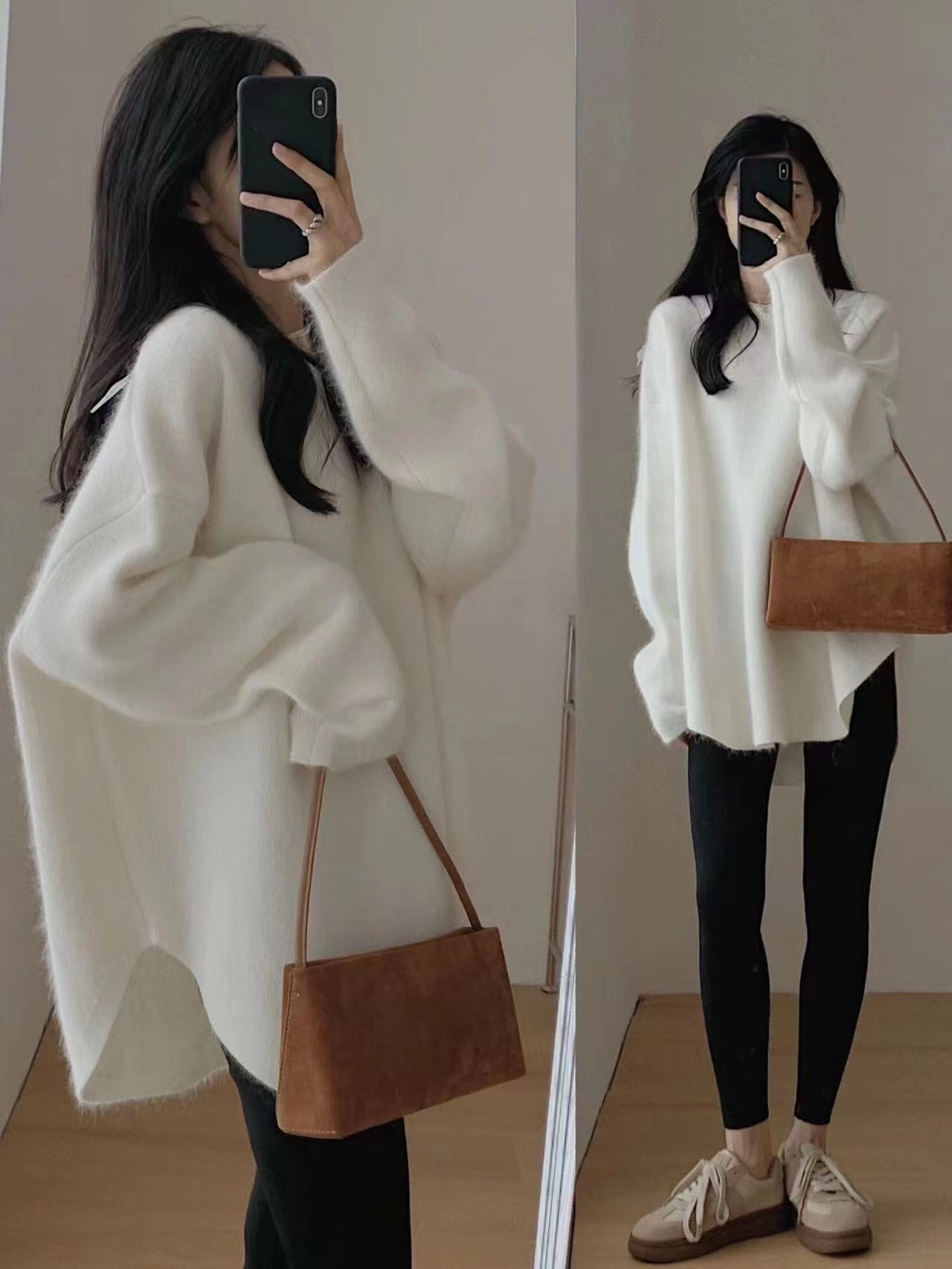 High quality autumn and winter new pink raccoon velvet pullover knitted sweater for women thickened loose lazy style outer wear