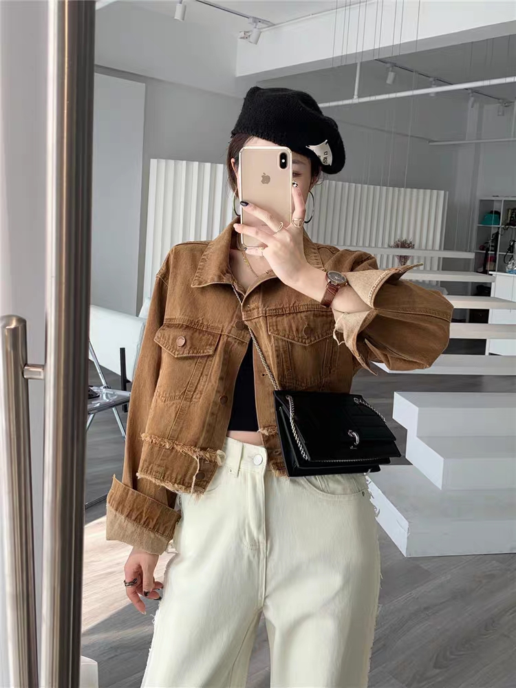邵夫人復古牛仔外套女裝短款潮ins小個子春秋新款設計感小眾上衣