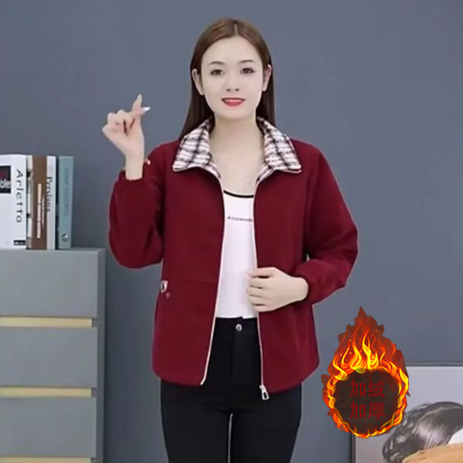 Thick velvet jacket for women, new style, winter casual loose short top, middle-aged and elderly mother's jacket