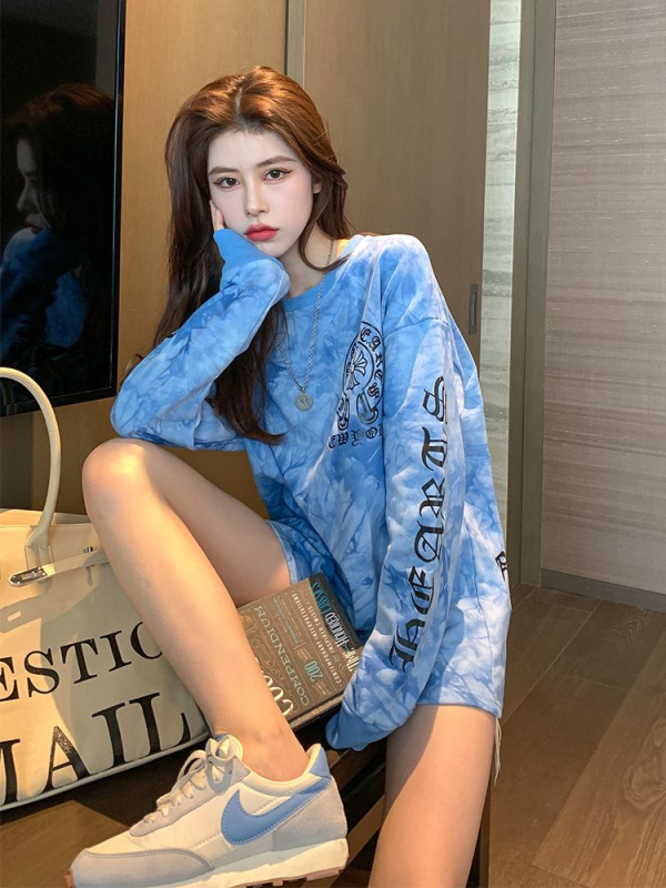 防棉華棉複合銀狐絨400克淺藍色紋理日系衛衣女裝新款洋氣港風