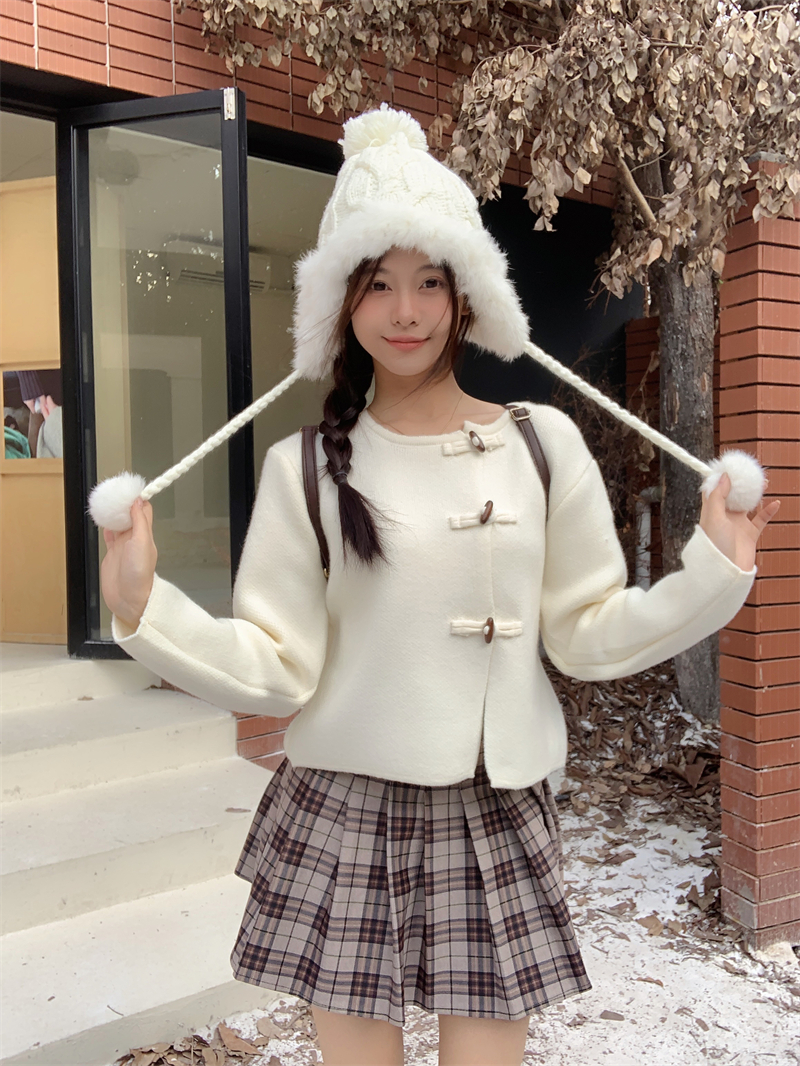 實拍 冬季新款新中式毛衣外穿上衣設計感小眾小開衫外套女