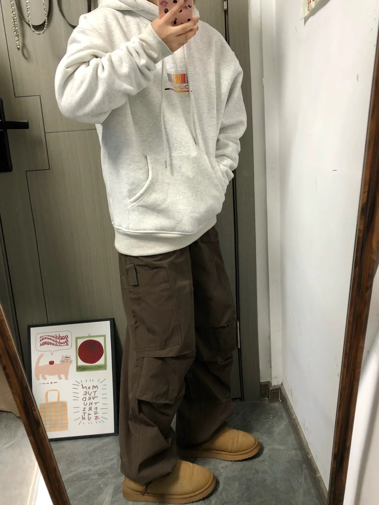 後包領雙帽字母印花衛衣 食毛華棉+複合銀狐絨400g