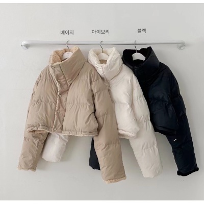 Korean chic loose lapel, thickened and warm reversible short cotton-padded jacket