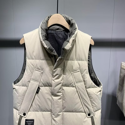 Japanese casual all-match loose casual workwear down vest stand collar solid color splicing plus velvet thickened vest jacket