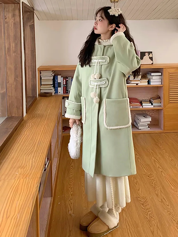 小個子連帽加厚毛呢外套2023冬季新款高級感小眾寬鬆顯瘦呢子大衣