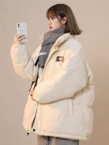 American retro corduroy cotton coat women's winter coat new Japanese style small loose cotton jacket trendy