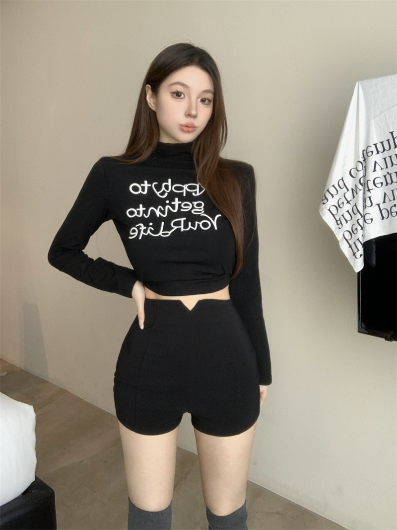 實拍 加絨辣妹高腰a字闊腿短褲修身百搭休閒熱褲女