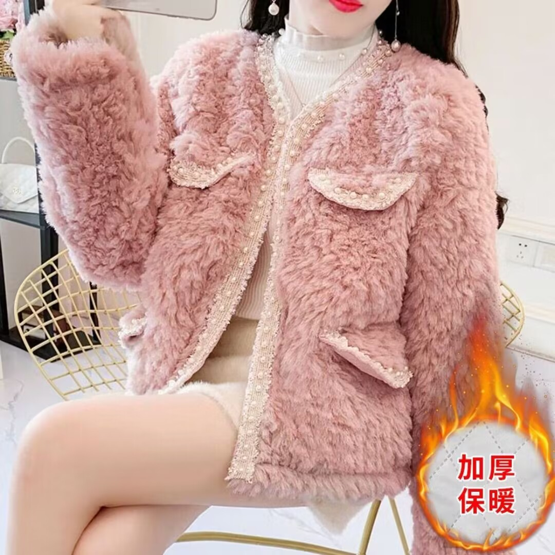 Xiaoxiangfeng Sweet Lamb Wool Jacket Feminine Short 2023 Loose Top Fur One-piece Outerwear Winter Cotton Clothes
