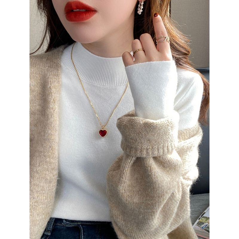 Women's knitted sweater half turtleneck bottoming shirt with autumn and winter style sweater 2023 new black early autumn top