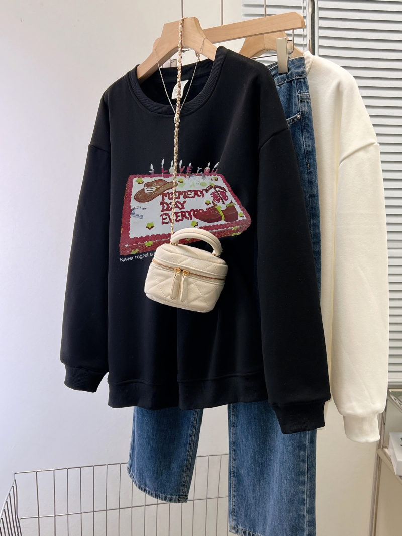 實拍-2023韓版新款加絨加厚秋冬裝衛衣女