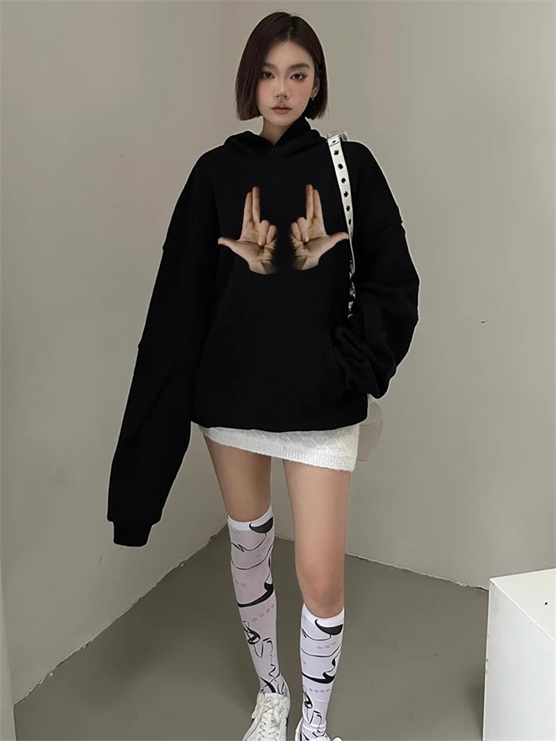 防棉華棉複合牛奶絲300克/銀狐絨400克連帽衛衣女