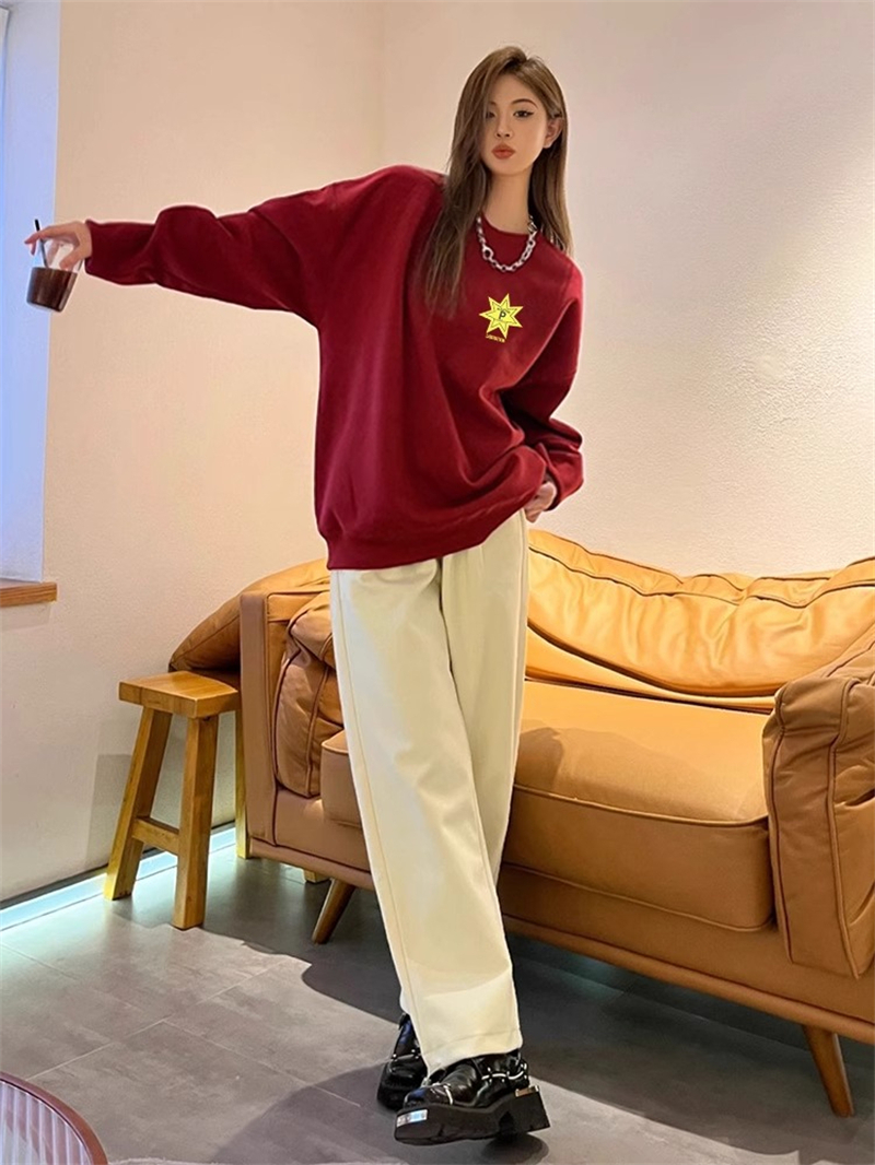 防棉華棉複合牛奶絲300克/銀狐絨400克圓領衛衣女
