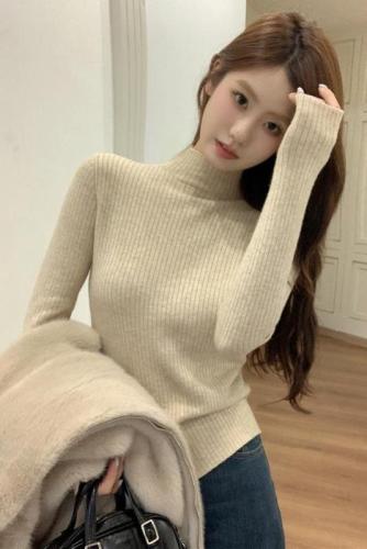 Real shot Autumn and winter~Korean style turtleneck soft and lazy style imitation mink velvet sweater warm top for women