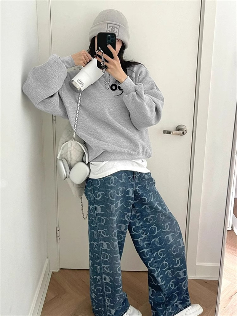 Anti-cotton Chinese cotton composite milk silk 300g/silver fox velvet 400g round neck sweatshirt for women