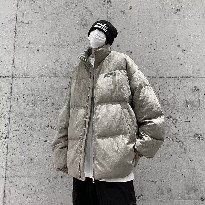 麂皮絨棉服男女冬季美式潮牌高街痞帥羽絨棉衣保暖寬鬆防寒外套