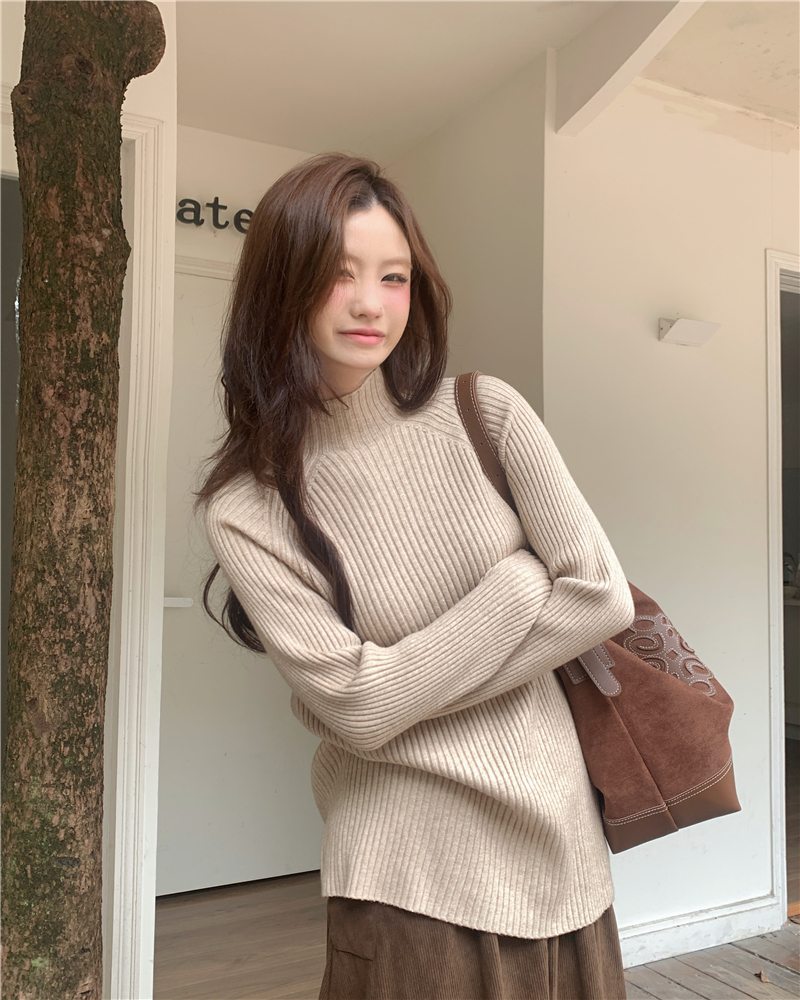 實拍高質加厚款韓版新款百搭慵懶寬鬆套頭半高領毛衣15色碼數