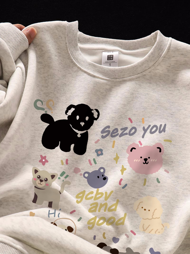 2023 New Casual Dongdaemun Plush Velvet 250g / Large David's Round Neck Autumn and Winter Sweatshirt Women's Plush