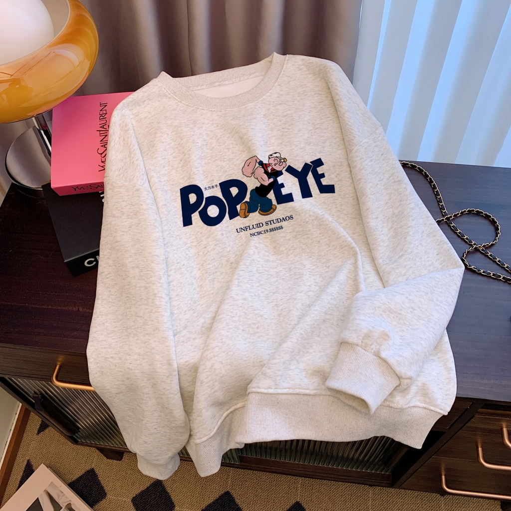 Real shot new casual Chinese cotton thin 310g/velvet 410g autumn and winter sweatshirt women's printed large size women's clothing