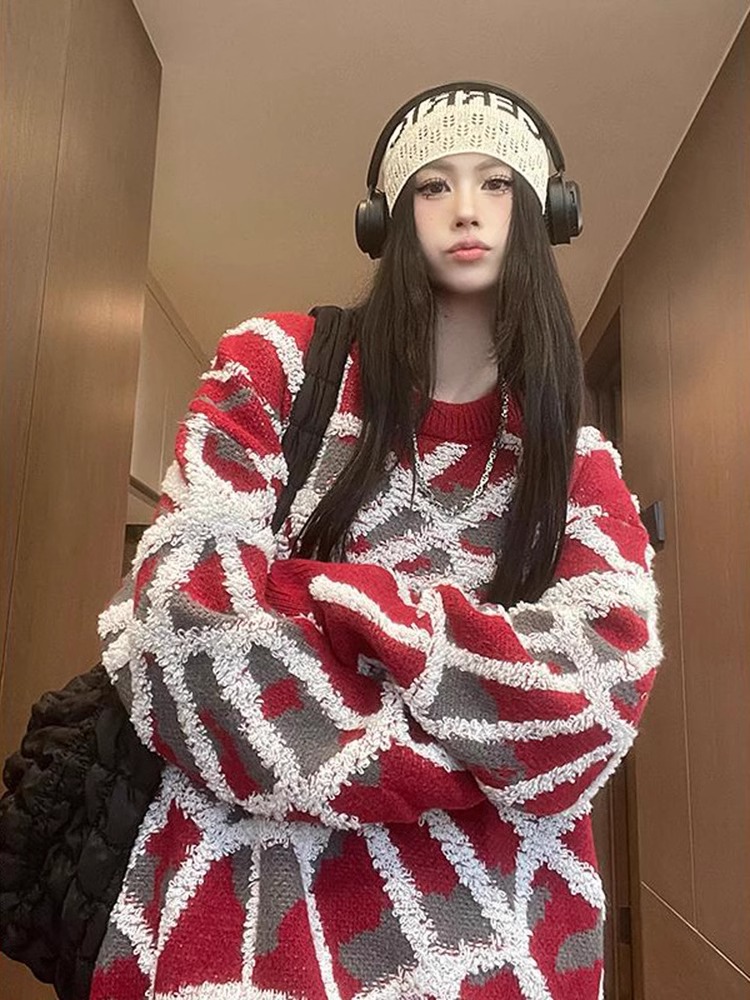 高級感毛茸茸馬海毛衣女秋冬設計感蜘蛛網小眾寬鬆軟糯慵懶針織衫
