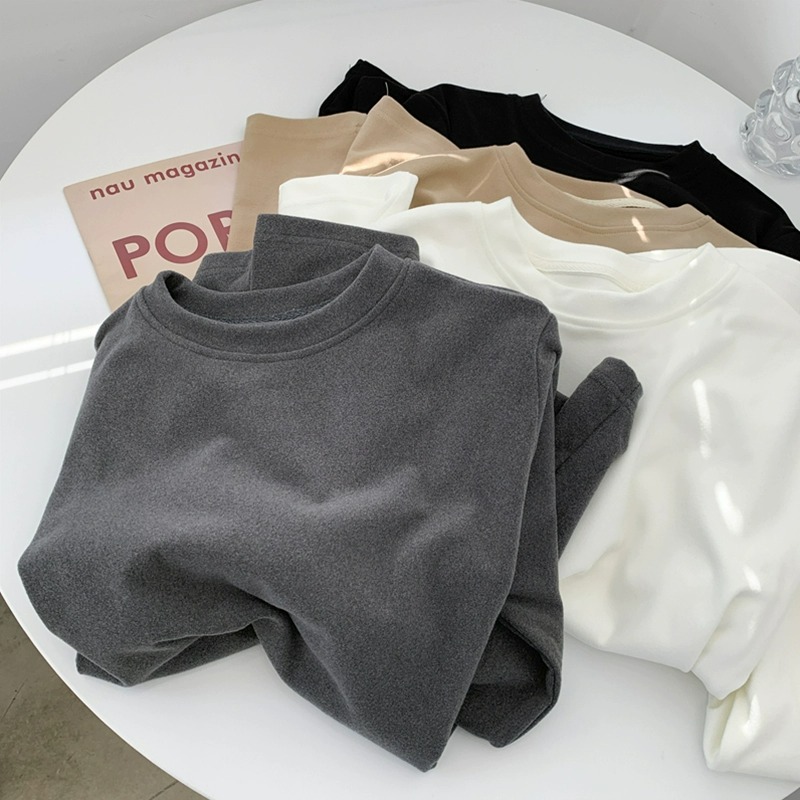 Official picture of small stand-up collar German velvet bottoming shirt for women in autumn and winter thickened inner long-sleeved T-shirt solid color slim fit versatile top