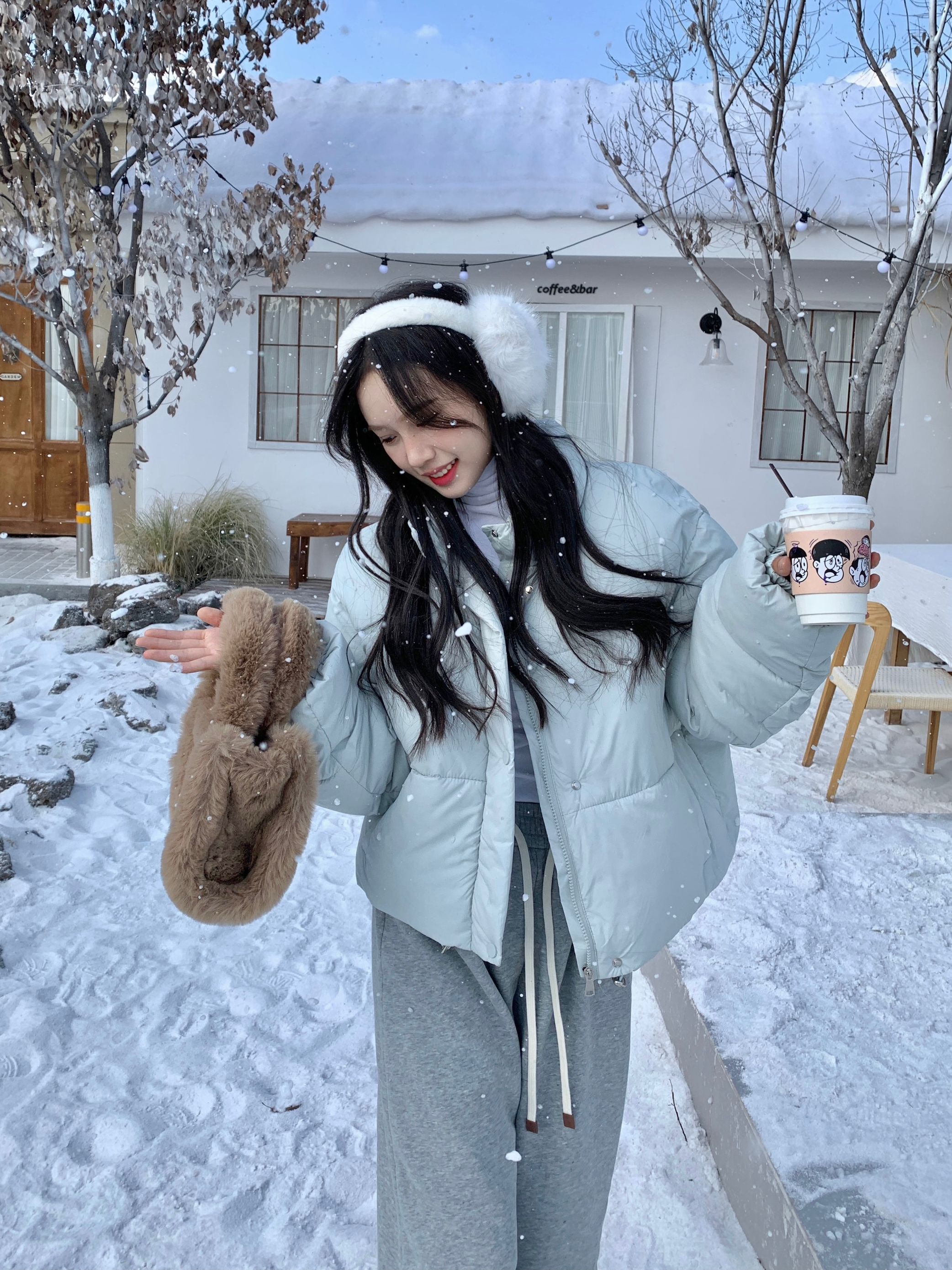 Actual shot ~ Milky Huhu Stand Collar Short Loose Bread Jacket Thickened Cotton Jacket