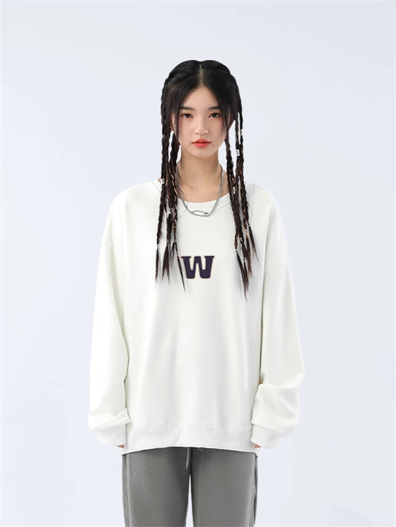 防棉華棉複合牛奶絲300克/銀狐絨400克圓領衛衣女