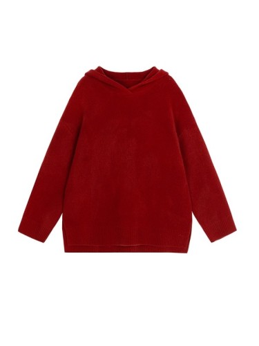 Little Red Riding Hood Lazy Red Hooded Sweater Women's Winter Loose Knitwear